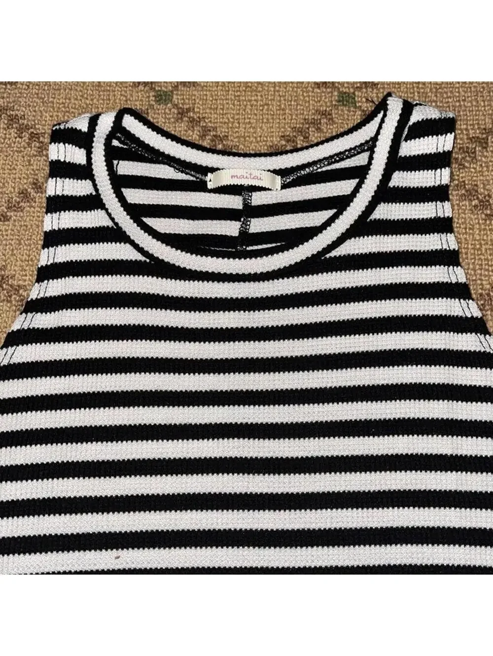 Black & white striped knit tank dress M
